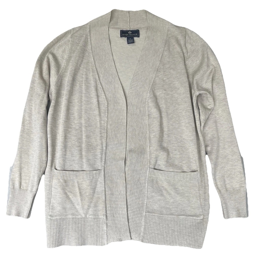 Seven Manor Cardigan Womens Size XL Cream Neutral Quiet Luxury‎ Capsule Wardrobe